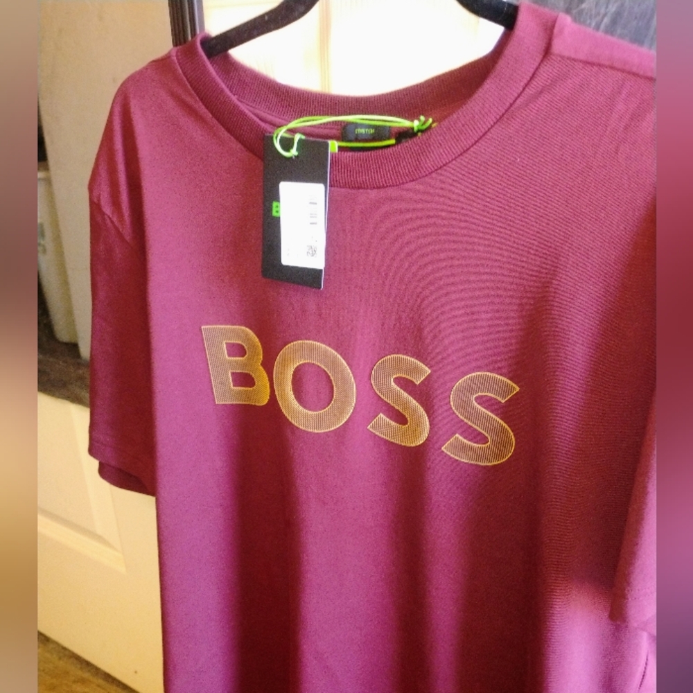 Boss Burgundy Tee with Gold Logo